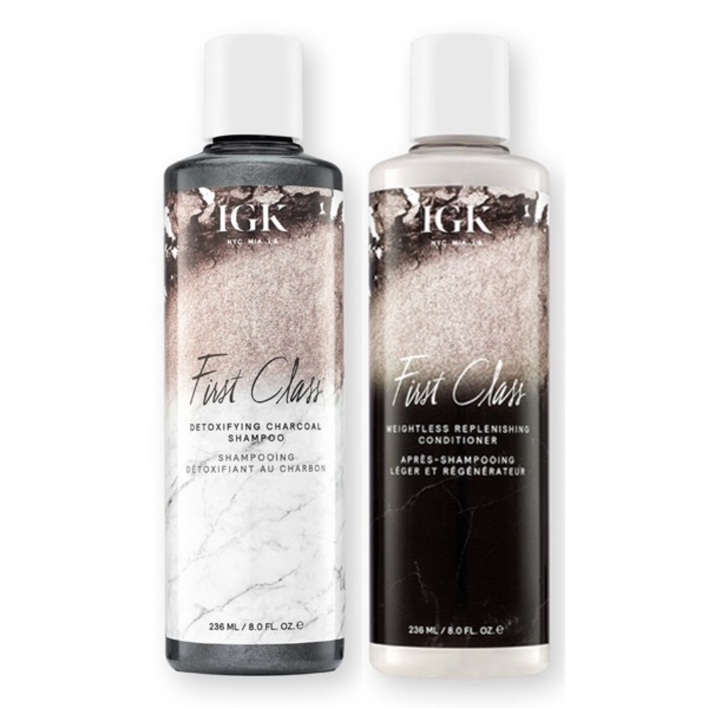 IGK FIRST CLASS DETOXIFYING CHARCOAL SHAMPOO & REPLENISHING CONDITIONER SET. New